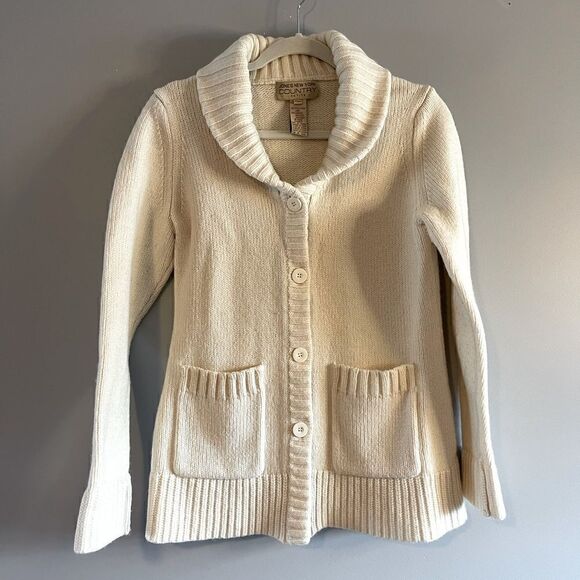 Jones New York Country Cream Wool Blend Cardigan Button Down Sweater | SZ MP - Picture 1 of 8